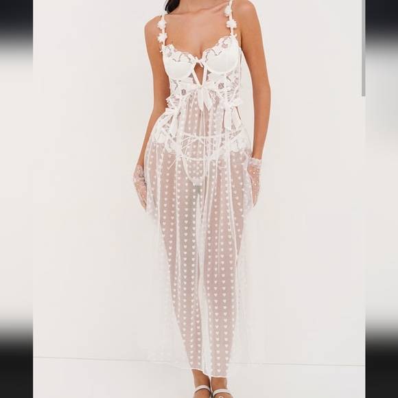 For Love And Lemons Other - 3417 For Love & Lemons x Victoria’s Secret Amore Maxi Slip Dress – White Lace XS